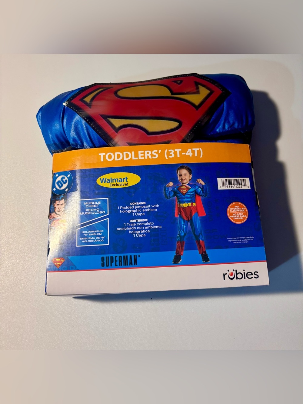 NWT Rubies DC Superman Toddler Muscle Chest Costume Cape Walmart Exclusive 3T-4T